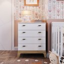 Ver imagem 1 de Cômoda Quarto Infantil Retrô para Bebê com 4 Gavetas 71,5 Cm Cor:branco