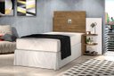 Ver imagem 1 de Cabeceira Acap para Cama Box Solteiro com Prateleiras Laterais para Objetos Cor Jequitiba/off White