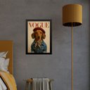 Ver imagem 1 de Quadro Dachshund Fashion - Capa de Revista 24x18cm:moldura Preta