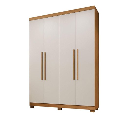 Guarda Roupa Viena 4 Portas 3 Gavetas 8 Prateleiras - Beneti Cinamomo Off