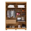 Ver imagem 3 de Guarda Roupa Viena 4 Portas 3 Gavetas 8 Prateleiras - Beneti Cinamomo Off