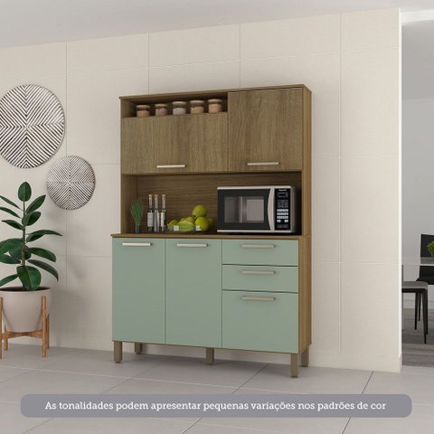 Cozinha Compacta 130,70cm 5 Portas e 2 Gavetas com Tampo 352 Luciane Móveis