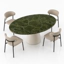 Ver imagem 3 de Mesa de Jantar Cone Oval 198x122 cm Tampo Mármore Vitória Régia Base Laca Off White