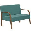 Ver imagem 1 de Poltrona 2 Lugares Jade Braço Madeira Suede Turquesa