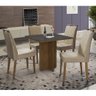 Conjunto Sala de Jantar Mesa Los Angeles com 4 Cadeiras Tampo de Madeira e Vidro:Canela/Preto/90x90 - 1