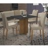 Conjunto Sala de Jantar Mesa Los Angeles com 4 Cadeiras Tampo de Madeira e Vidro:Canela/Preto/90x90 - 4