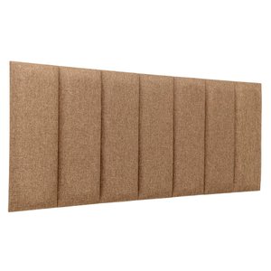 Cabeceira Casal Linho Marrom Placa Modulada Estofada Ripada Adesiva