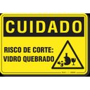 Ver imagem 1 de Placa Cuidado Risco De Corte Vidro Quebrado