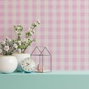 Ver imagem 1 de Papel de Parede Xadrez Rosa Bebê Claro