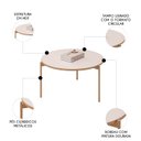 Ver imagem 3 de Mesa de Centro Redonda para Sala Pé Metal Nala D04 Off White - Mpozenato