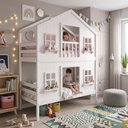 Ver imagem 2 de Beliche Infantil Casinha Dos Sonhos com Fechamento Inferior Branco e Rosa Megamobília