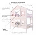 Ver imagem 4 de Beliche Infantil Casinha Dos Sonhos com Fechamento Inferior Branco e Rosa Megamobília