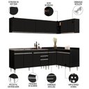 Ver mais imagens de Armário de Cozinha Modulado de Canto 6 Peças Cp33 com Pia Inox Preto - Lumil