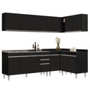 Ver imagem 1 de Armário de Cozinha Modulado de Canto 6 Peças Cp33 com Pia Inox Preto - Lumil