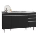 Ver imagem 4 de Armário de Cozinha Modulado de Canto 6 Peças Cp33 com Pia Inox Preto - Lumil