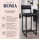 Ver imagem 2 de Banqueta Alta para Cozinha Estofada Roma Cor Preto - Kmj