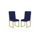 Ver imagem 1 de Kit 2 Cadeiras para Mesa de Jantar Base Industrial Dourado Balaqui Cor:azul Marinho