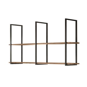 Prateleira Industrial Suspensa Parede 135 Cm Demolição Preto Aurora