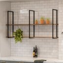 Ver imagem 2 de Prateleira Industrial Suspensa Parede 135 Cm Demolição Preto Aurora