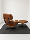 Ver imagem 3 de Poltrona Charles Eames com Puff - Pau Ferro em Couro Caramelo