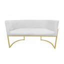 Ver imagem 4 de Namoradeira Poltrona Decorativa Luana Suede Branco com Base Dourada - Fm