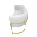 Ver imagem 3 de Namoradeira Poltrona Decorativa Luana Suede Branco com Base Dourada - Fm