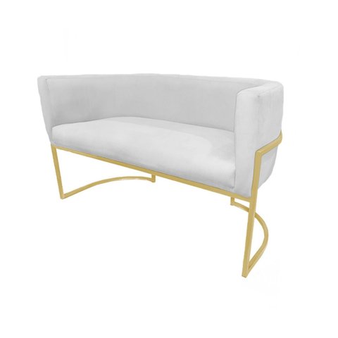Namoradeira Poltrona Decorativa Luana Suede Branco com Base Dourada - Fm