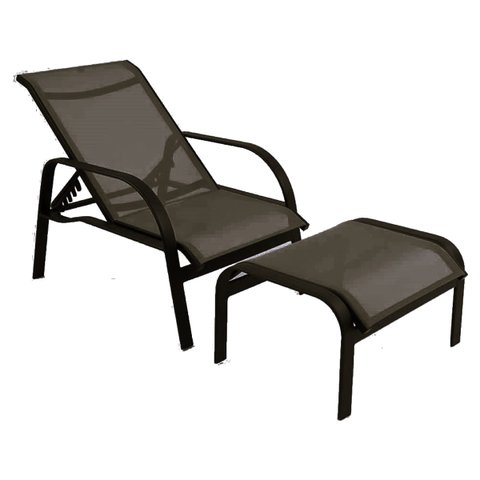 Cadeira Espreguiçadeira Piscina com Puff Área Externa - Nossakasa