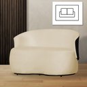 Ver imagem 2 de Poltrona Namoradeira Sofá Orgânico 2 Lugares Beatriz Suede Composê Corino Preto - Suede Marfim