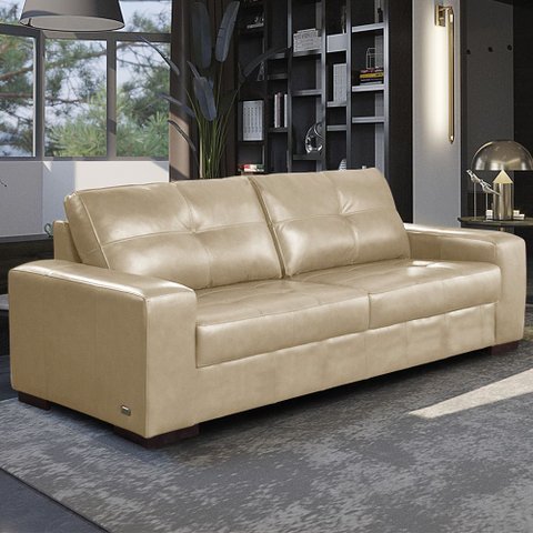 Sofá Decorativo 2 Lugares Turim 150cm Couro Bege G58 - Gran Belo