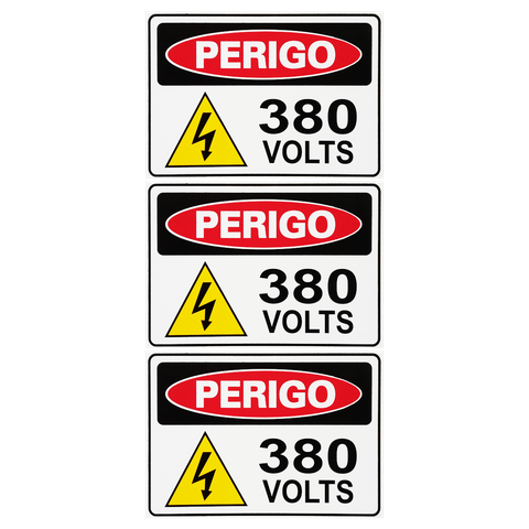 Combo 3 Placas De Sinalização Perigo 380 Volts 30x20 Acesso - S-217/4 F9e