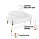 Ver imagem 3 de Sofá Namoradeira 2 Lugares Pé de Ferro Dourado Marisa Corano Branco D03 - D'Rossi