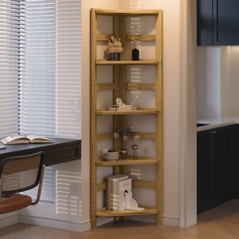 Estante de Canto Zoe Organizadora Livreiro com 5 Prateleiras - Nogueira