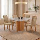 Ver imagem 7 de Mesa de Jantar Olimpia 90cm Tampo MDF e Vidro Canto Copo com 4 Cadeiras Lira