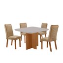Ver imagem 1 de Mesa de Jantar Olimpia 90cm Tampo MDF e Vidro Canto Copo com 4 Cadeiras Lira
