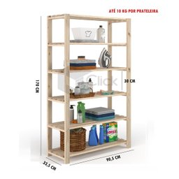 Dispensa Armário Madeira Pinus 6 Prateleiras 170mt Ajl Armário Multiuso - 6