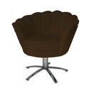 Ver imagem 1 de Poltrona Decorativa Pétala Base Giratória Metal Couro Marrom Ms Decor