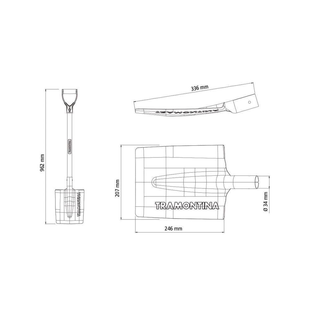 Vanga Quadrada Tramontina 400-20 em Aço com Cabo de Madeira 71 Cm Plastica Reta Ergonomica - 3