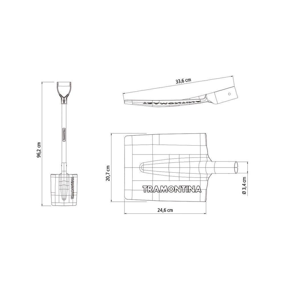 Vanga Quadrada Tramontina 400-20 em Aço com Cabo de Madeira 71 Cm Plastica Reta Ergonomica - 7