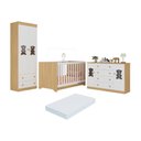 Ver imagem 1 de Quarto de Bebê Completo com Berço Americano 3 em 1 Colchão Teddy Multimóveis Mp4672 Madeirado/