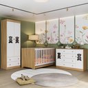 Ver imagem 2 de Quarto de Bebê Completo com Berço Americano 3 em 1 Colchão Teddy Multimóveis Mp4672 Madeirado/