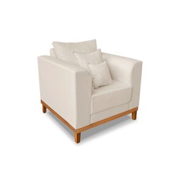 Poltrona Beny Pés e Base em Madeira Linho Cru Rr Decor - 4