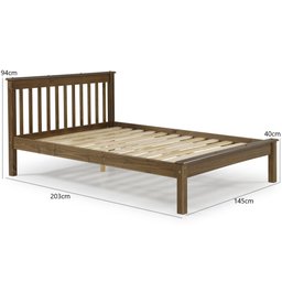 Cama Casal Inglesa em Madeira Maciça Mv Outlet Castanho - 3