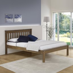 Cama Casal Inglesa em Madeira Maciça Mv Outlet Castanho - 1