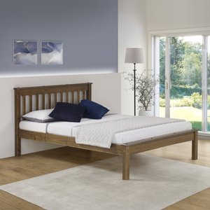 Cama Casal Inglesa em Madeira Maciça Mv Outlet Castanho
