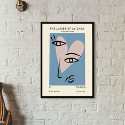Quadro Picasso - The Ladies Of Avignon 45x34cm - com Vidro:madeira Branca - 1 Quadro Picasso - The Ladies Of Avignon 45x34cm - com Vidro:madeira Branca - 1
