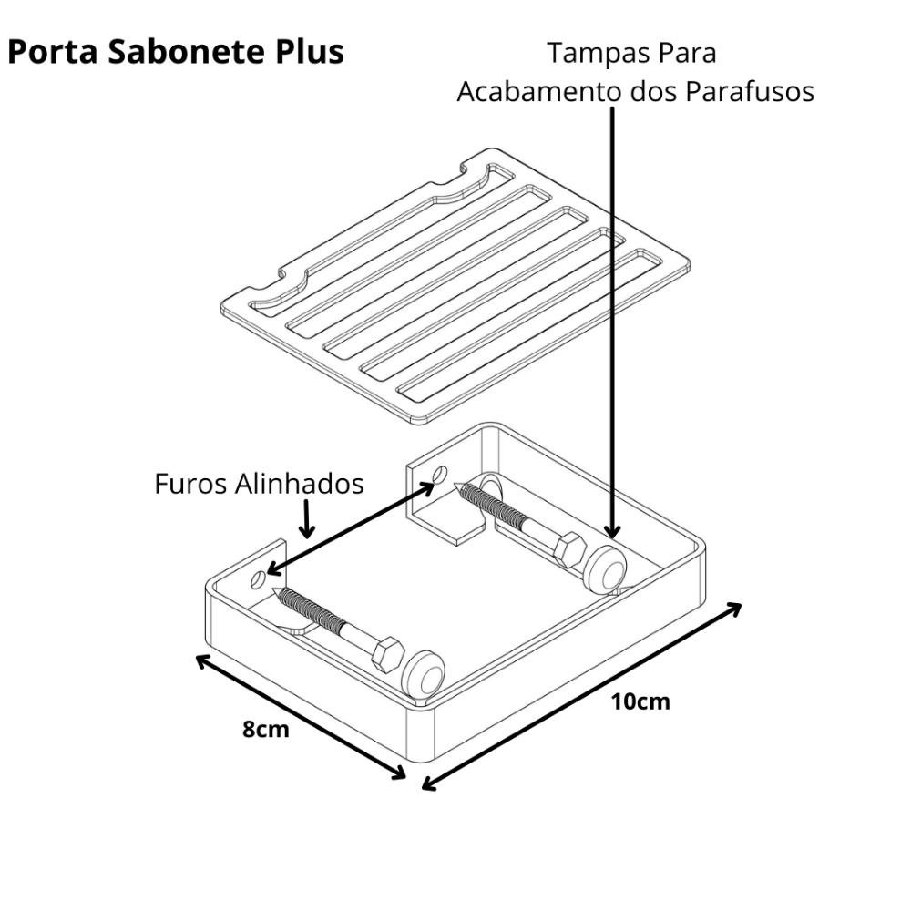 Kit 2 Porta Sabonete Para Banheiro de Parede Preto Plus - 3