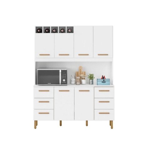 Armário de Cozinha Lívia 1,57m com 6 Portas Branco