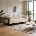 Ver imagem 1 de Sofá Cama Solteiro 2 Lugares Linho Bege Living 200cm Base Industrial Sala Cherie K01 - D’Rossi
