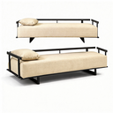 Ver imagem 3 de Sofá Cama Solteiro 2 Lugares Linho Bege Living 200cm Base Industrial Sala Cherie K01 - D’Rossi